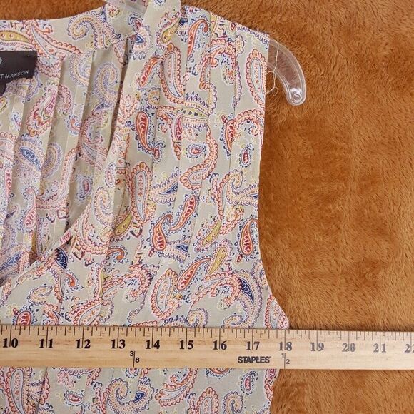 FENN WRIGHT MANSON Womens Top Small Tan Paisley Pullover Sleeveless Tank Blouse - Picture 7 of 9